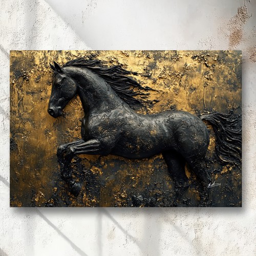 Leinwand bild pferde schwarz - leinwand,