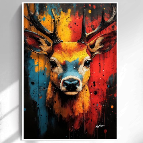 Leinwand bild hirsch tiere - bild,