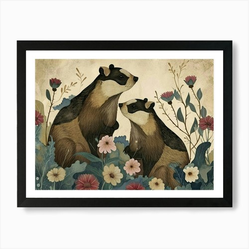 Blumen tier illustration - blumen, dachs