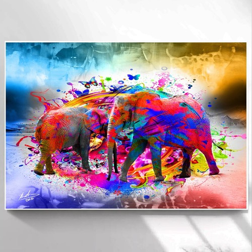 Leinwand bild elefant bunt - bild,