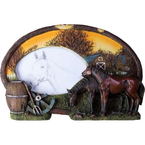 Bilderrahmen oval mit - , pferde