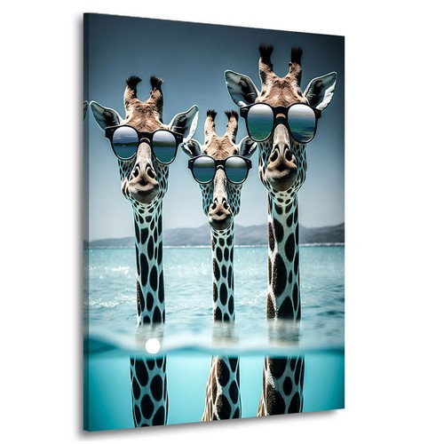 Leinwandbild giraffen strand - leinwandbild,