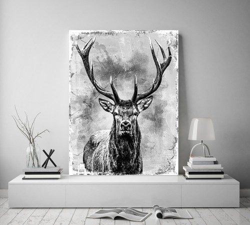Leinwandbild hirsch abstrakt - hirsch,